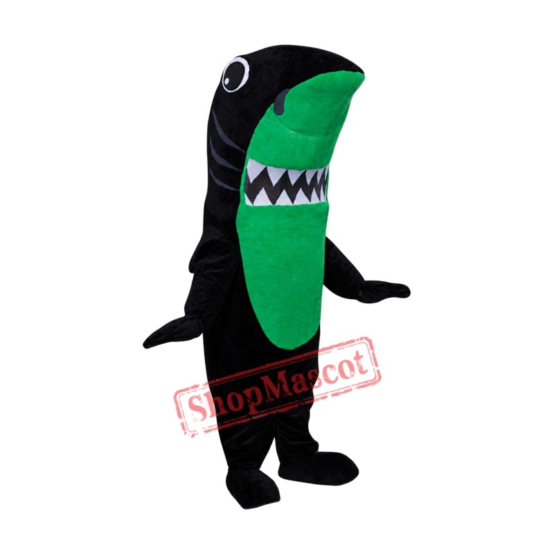 Black & Green Shark Mascot Costume Black & Green Shark Mascot Costume