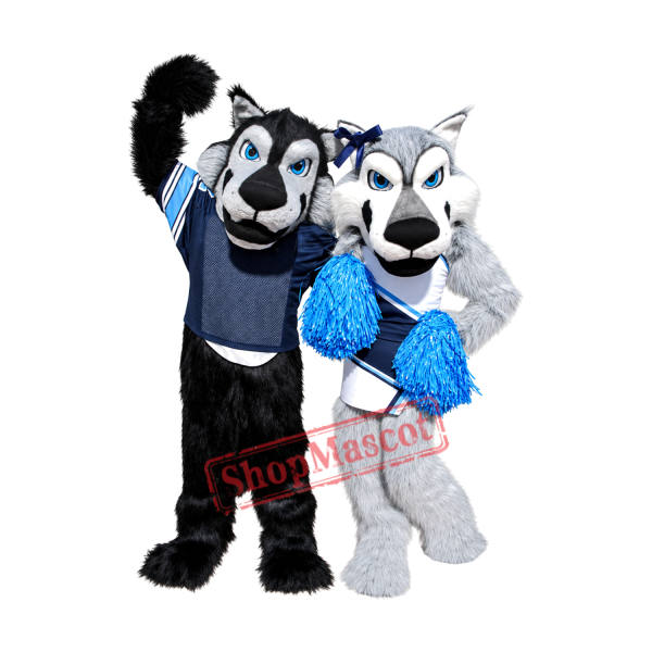 Superb Black Wolf & Grey Wolf Mascot Costume Superb Black Wolf & Grey Wolf Mascot Costume