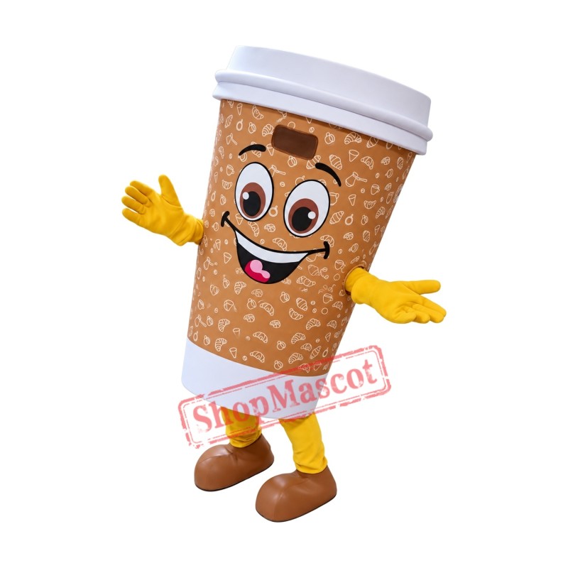 Friendly Cafe Coffee Mascot Costume Friendly Cafe Coffee Mascot Costume
