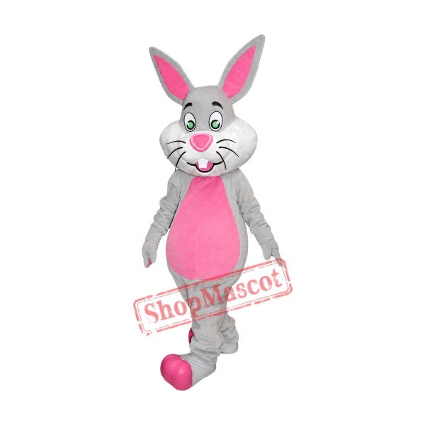 Happy Realistic Rabbit Mascot Costume Happy Realistic Rabbit Mascot Costume