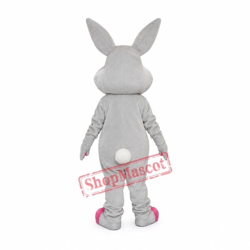 Happy Realistic Rabbit Mascot Costume Happy Realistic Rabbit Mascot Costume