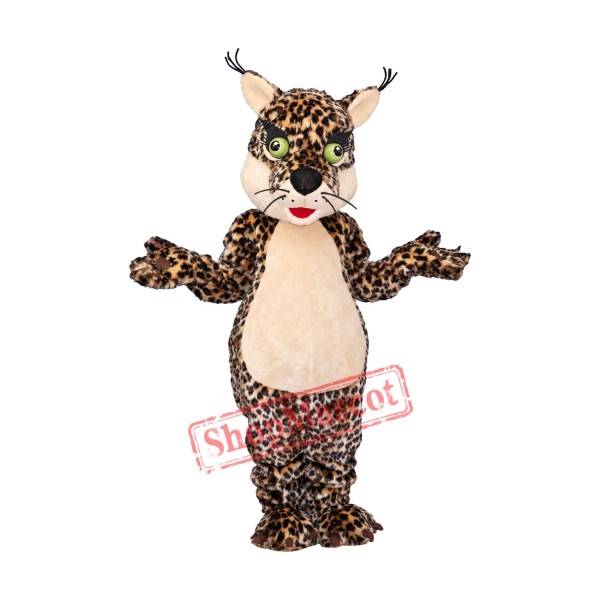Happy Lightweight Wildcat Mascot Costume Happy Lightweight Wildcat Mascot Costume