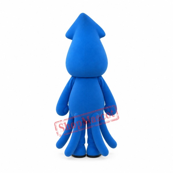 Friendly Blue Squid Mascot Costume