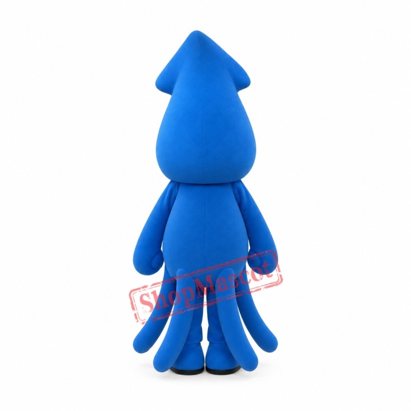 Friendly Blue Squid Mascot Costume