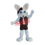 Friendly White Bunny Mascot Costume