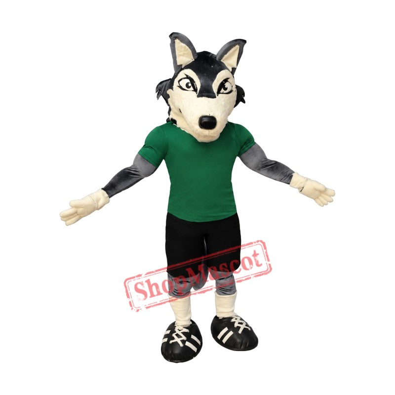 Power Sport Realistic Wolf Mascot Costume Power Sport Realistic Wolf Mascot Costume