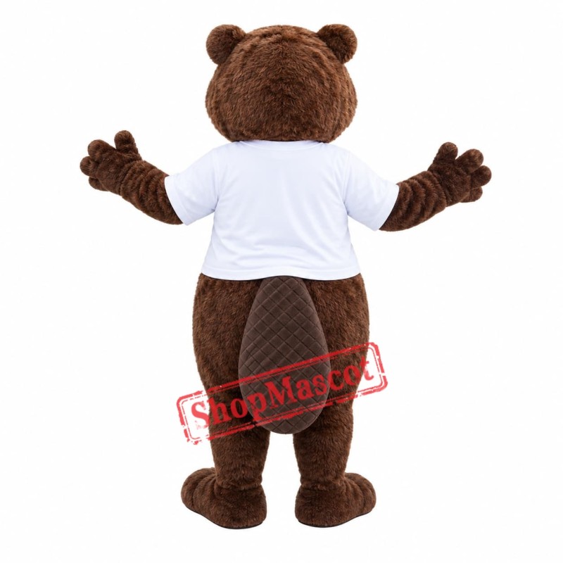 Happy Realistic Beaver Mascot Costume
