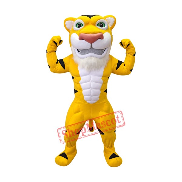 Power Muscular Tiger Mascot Costume Power Muscular Tiger Mascot Costume