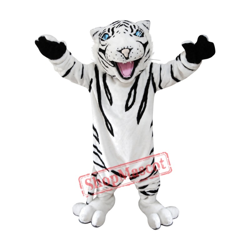 Affordable Realistic White Tiger Mascot Costume Affordable Realistic White Tiger Mascot Costume