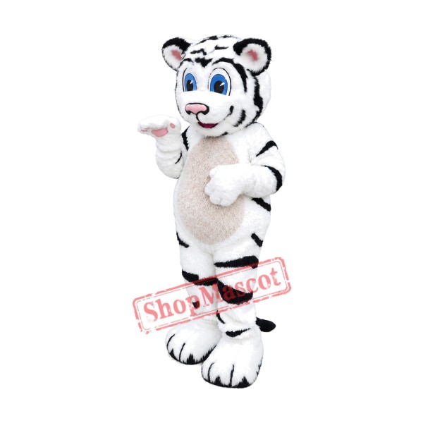 Friendly White Tiger Mascot Costume Friendly White Tiger Mascot Costume