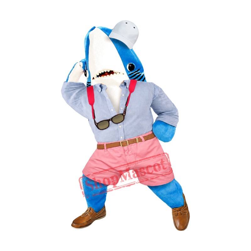 Realistic Blue Shark Mascot Costume