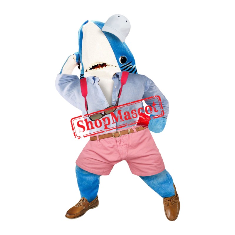 Realistic Blue Shark Mascot Costume