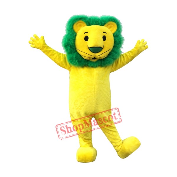 Yellow & Green Lion Mascot Costume
