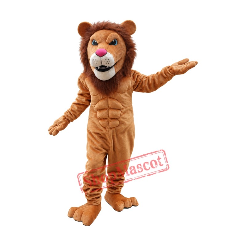 Affordable Power Muscular Lion Mascot Costume Affordable Power Muscular Lion Mascot Costume