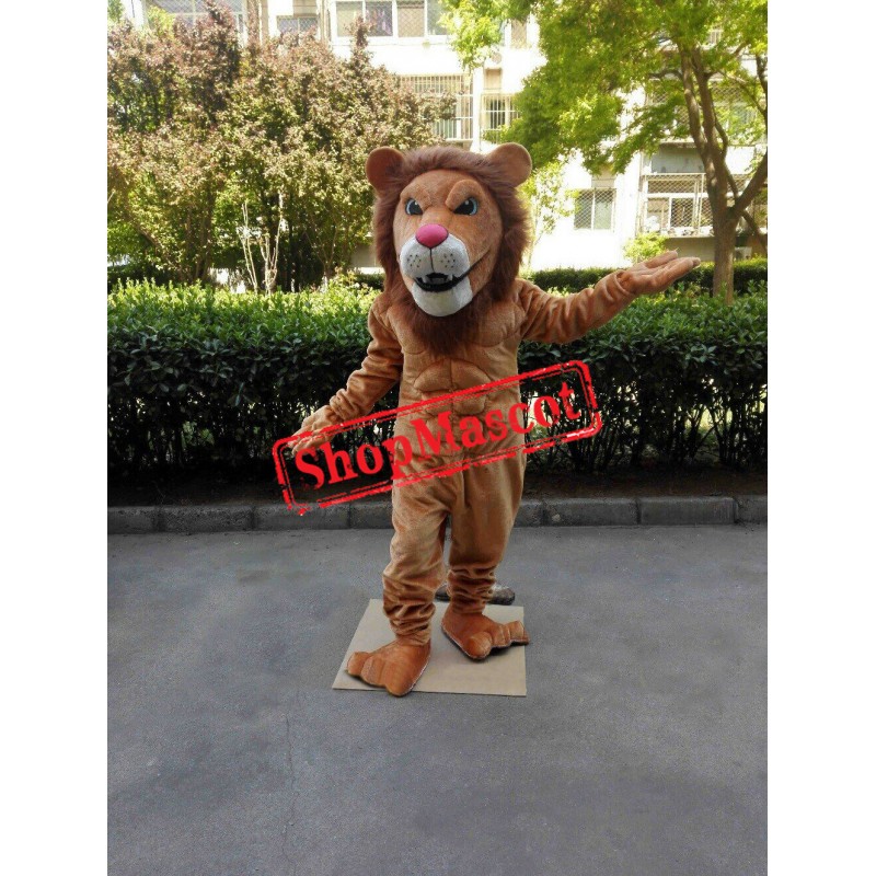 Affordable Power Muscular Lion Mascot Costume