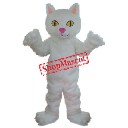 Affordable White Cat Mascot Costume