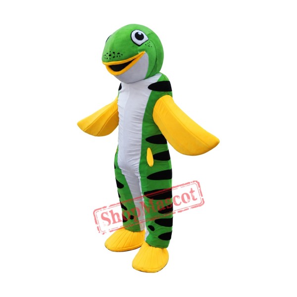 Green Salmon Fish Mascot Costume Green Salmon Fish Mascot Costume