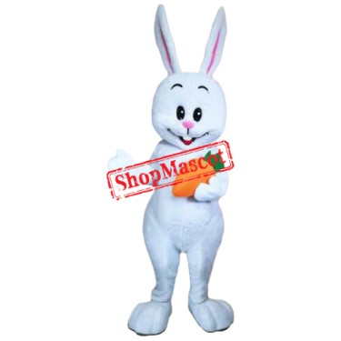Happy Lightweight White Easter Bunny Mascot Costume
