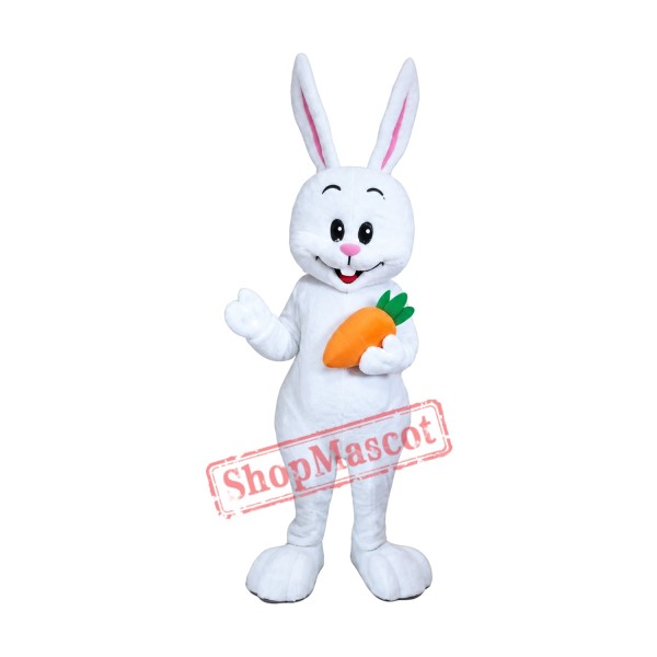Happy Lightweight White Easter Bunny Mascot Costume Happy Lightweight White Easter Bunny Mascot Costume
