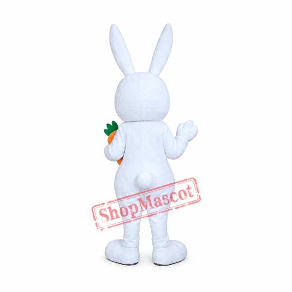 Happy Lightweight White Easter Bunny Mascot Costume