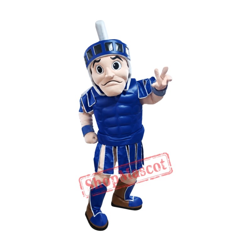 Friendly Lightweight Blue Spartan Trojan Knight Mascot Costume
