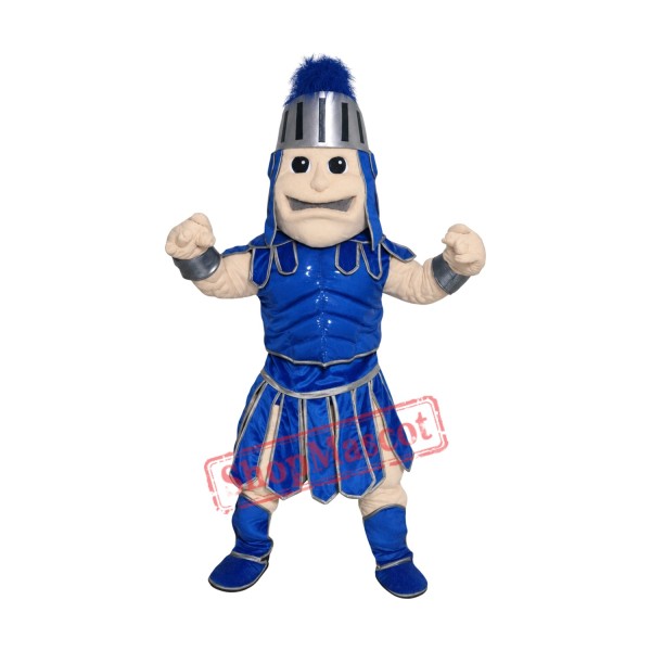 Friendly Blue Spartan Trojan Knight Mascot Costume Friendly Blue Spartan Trojan Knight Mascot Costume