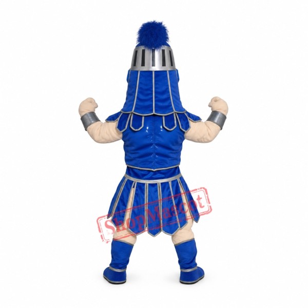 Friendly Blue Spartan Trojan Knight Mascot Costume
