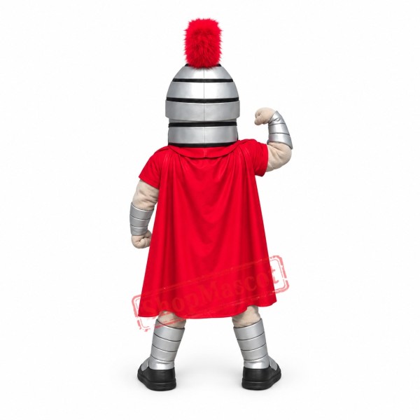 Silver & Red Spartan Trojan Knight Mascot Costume Silver & Red Spartan Trojan Knight Mascot Costume