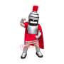 Silver & Red Spartan Trojan Knight Mascot Costume