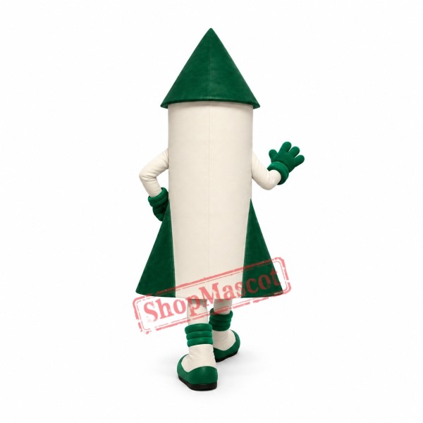 White & Green Rocket Mascot Costume White & Green Rocket Mascot Costume