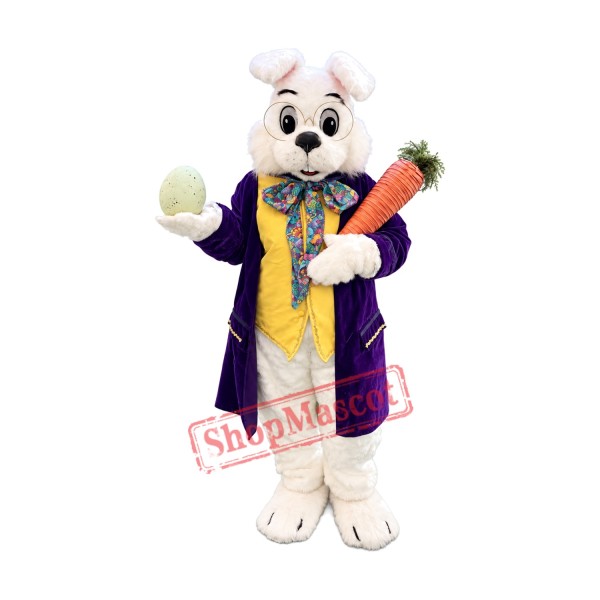 Friendly Purple Suit Lightweight Easter Bunny Mascot Costume