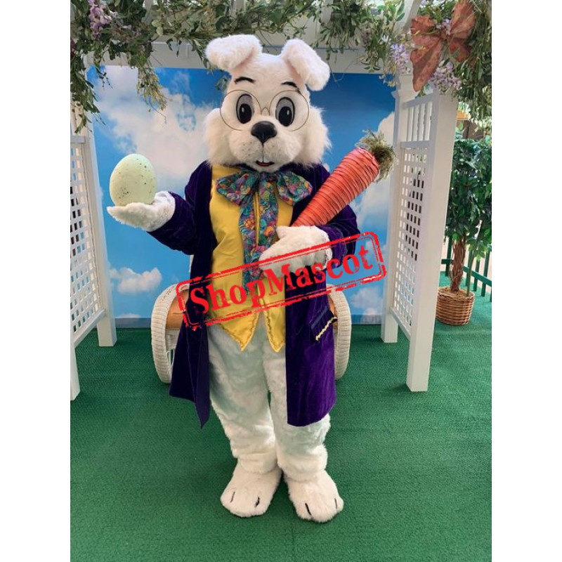 Friendly Purple Suit Lightweight Easter Bunny Mascot Costume