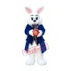 Friendly Blue Suit Easter Bunny Mascot Costume Friendly Blue Suit Easter Bunny Mascot Costume