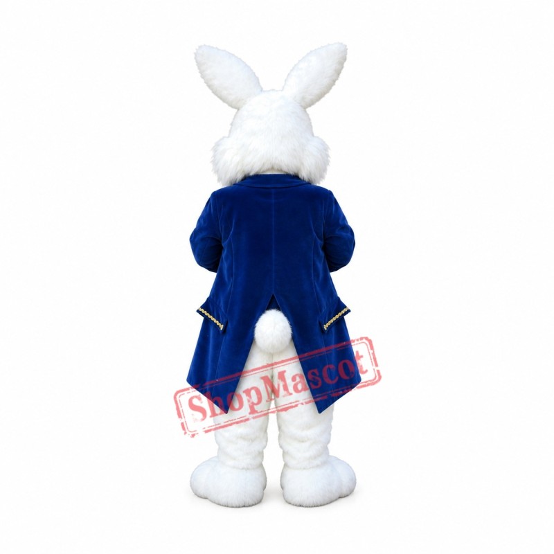 Friendly Blue Suit Easter Bunny Mascot Costume Friendly Blue Suit Easter Bunny Mascot Costume