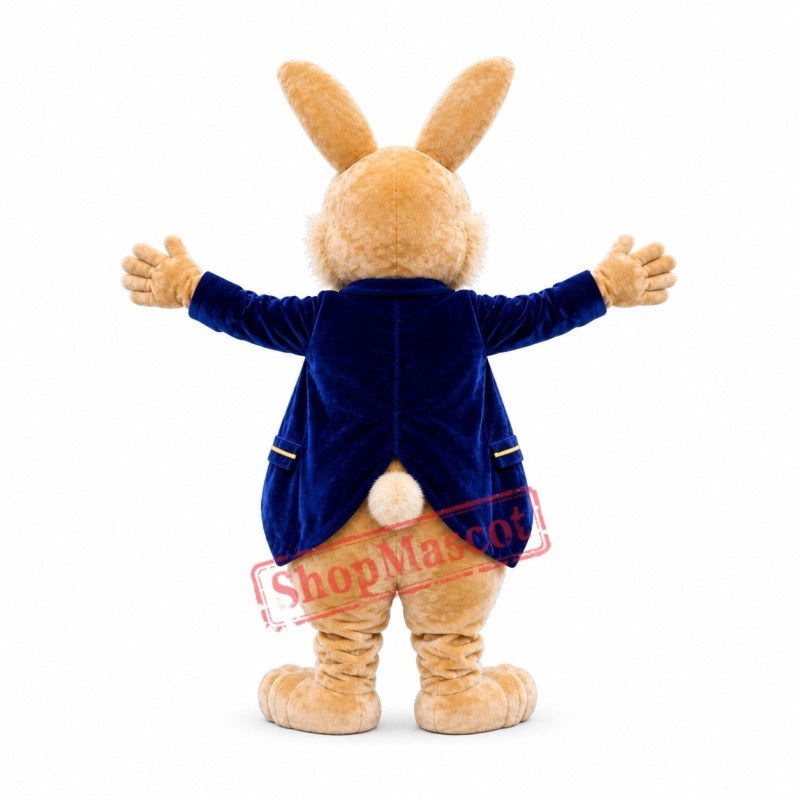 Friendly Blue Suit Rabbit Mascot Costume Friendly Blue Suit Rabbit Mascot Costume
