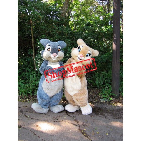 Superb Grey & Brown Bunny Mascot Costume