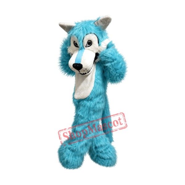 Realistic Blue Wolf Mascot Costume Realistic Blue Wolf Mascot Costume