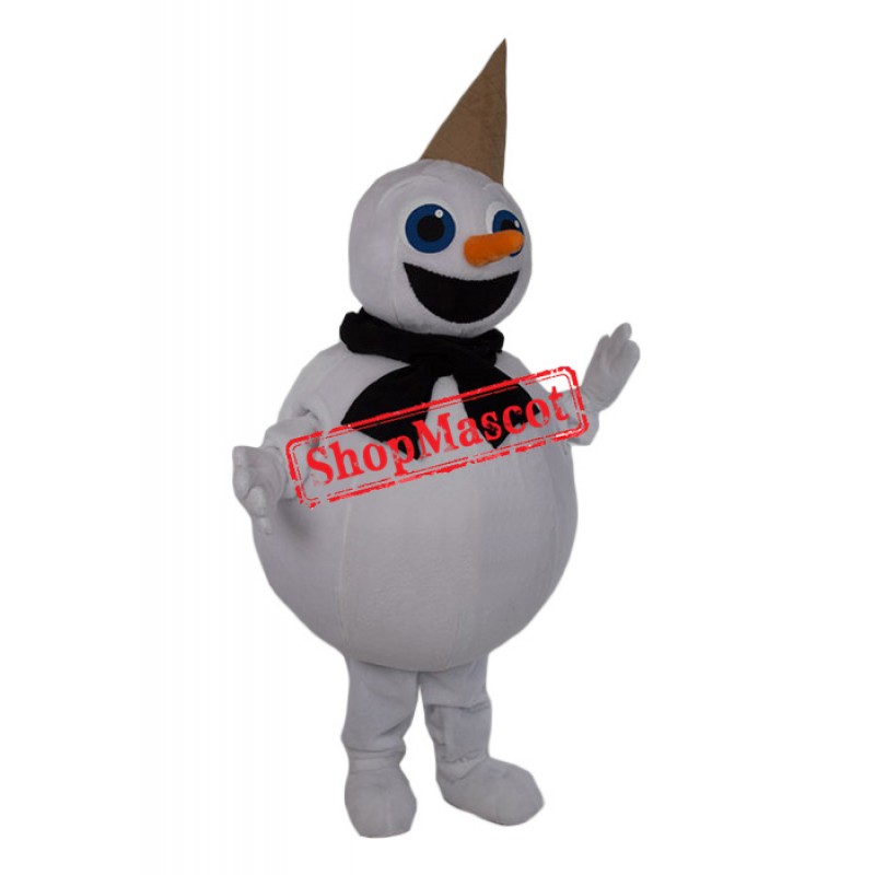 Friendly Realistic Snowman Mascot Costume