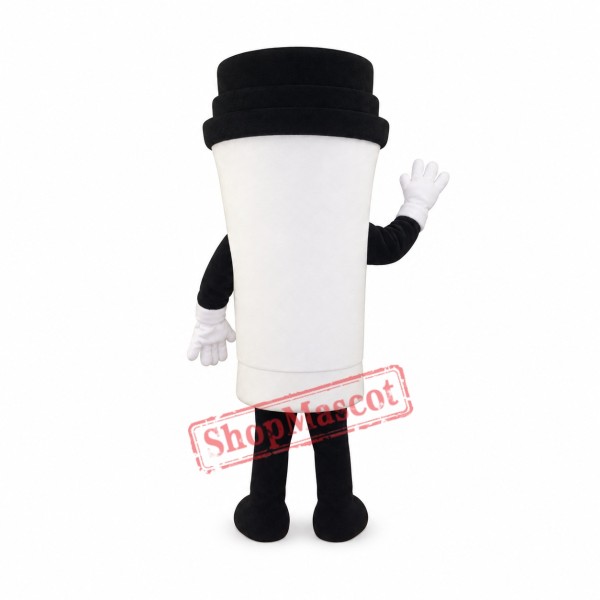 Superb White Coffee Cup Mascot Costume Superb White Coffee Cup Mascot Costume