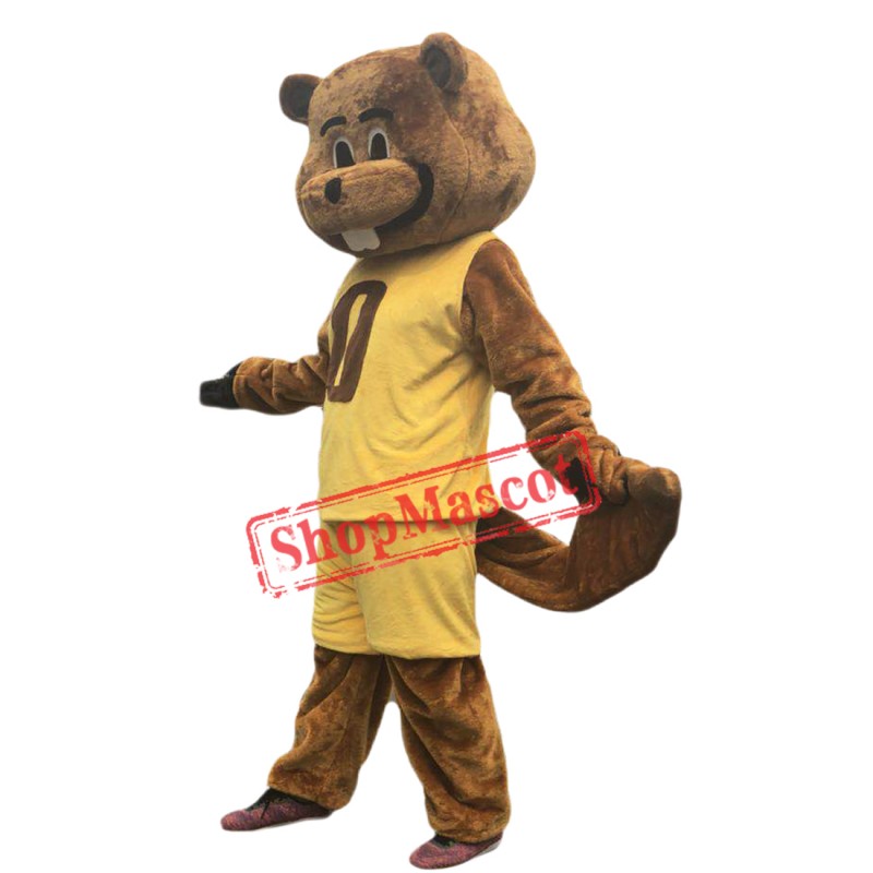Sport Yellow Suit Beaver Mascot Costume Adult Size Fancy Dress