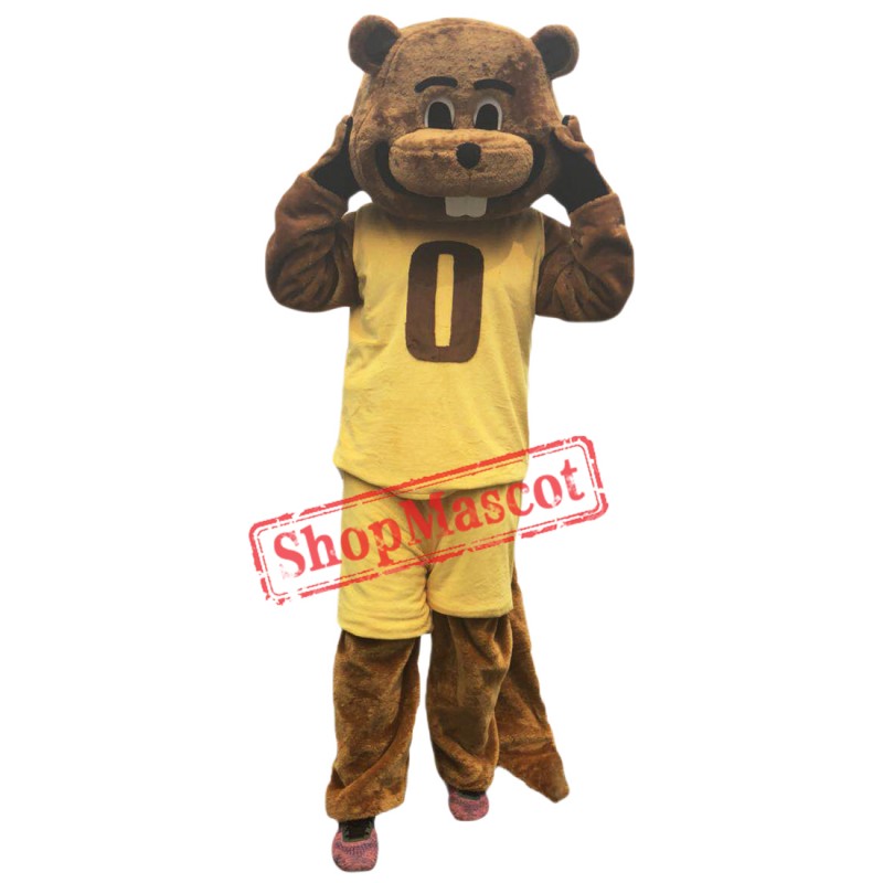 Sport Yellow Suit Beaver Mascot Costume Adult Size Fancy Dress