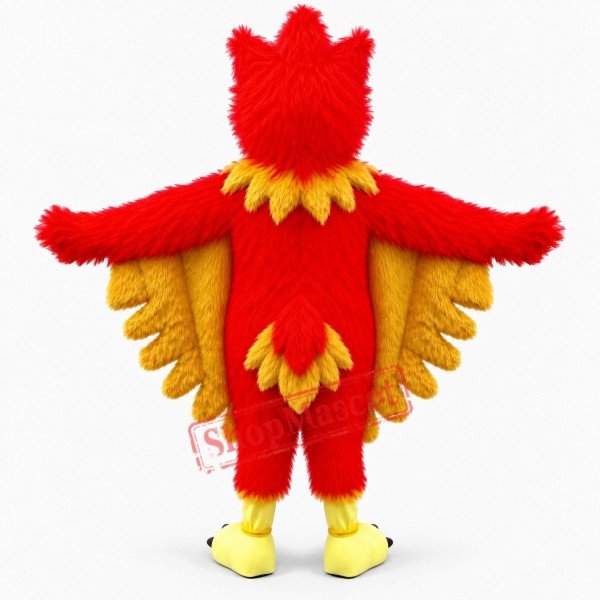 Hot Sale Red Phoenix Long Fur Mascot Costume Adult Size