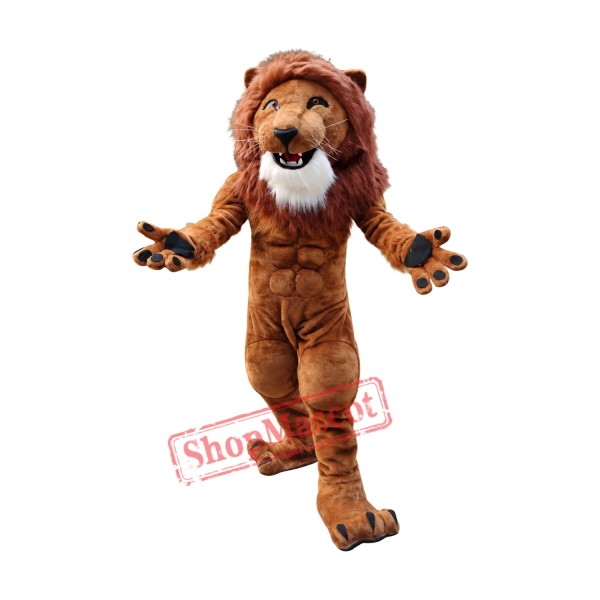 Strong Muscle Lion Mascot Costume