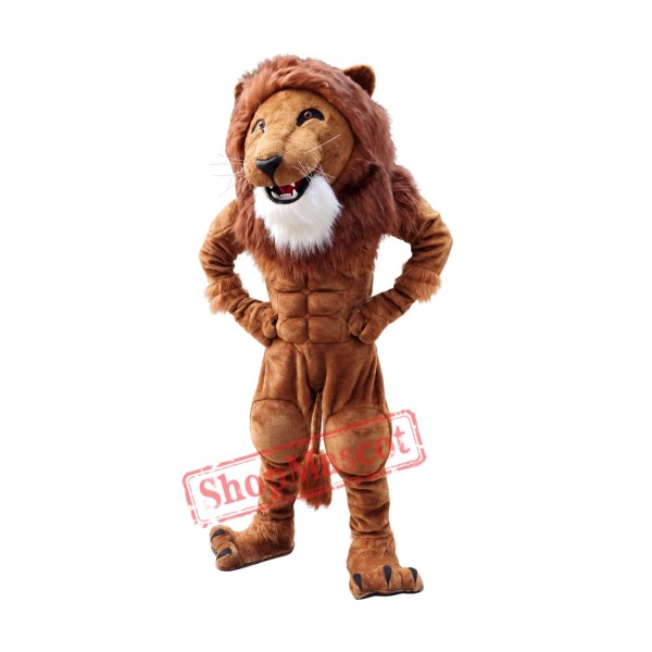 Strong Muscle Lion Mascot Costume