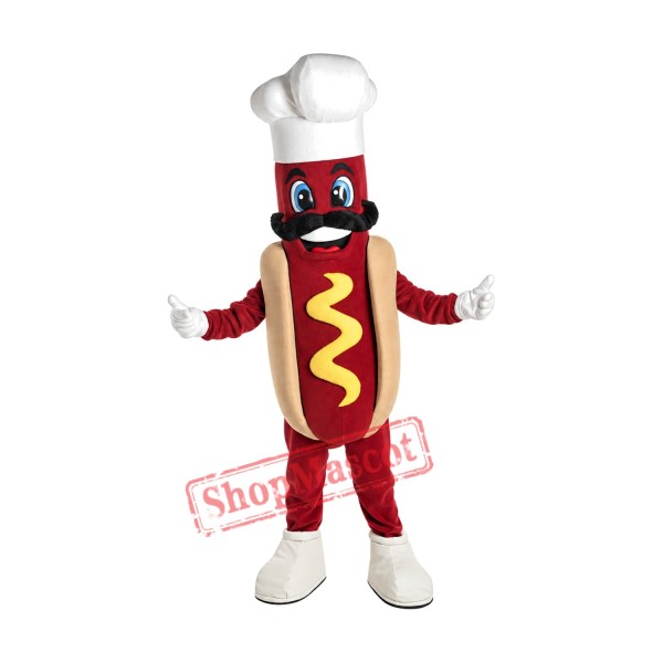 Chef Hot Dog Mascot Costume Chef Hot Dog Mascot Costume
