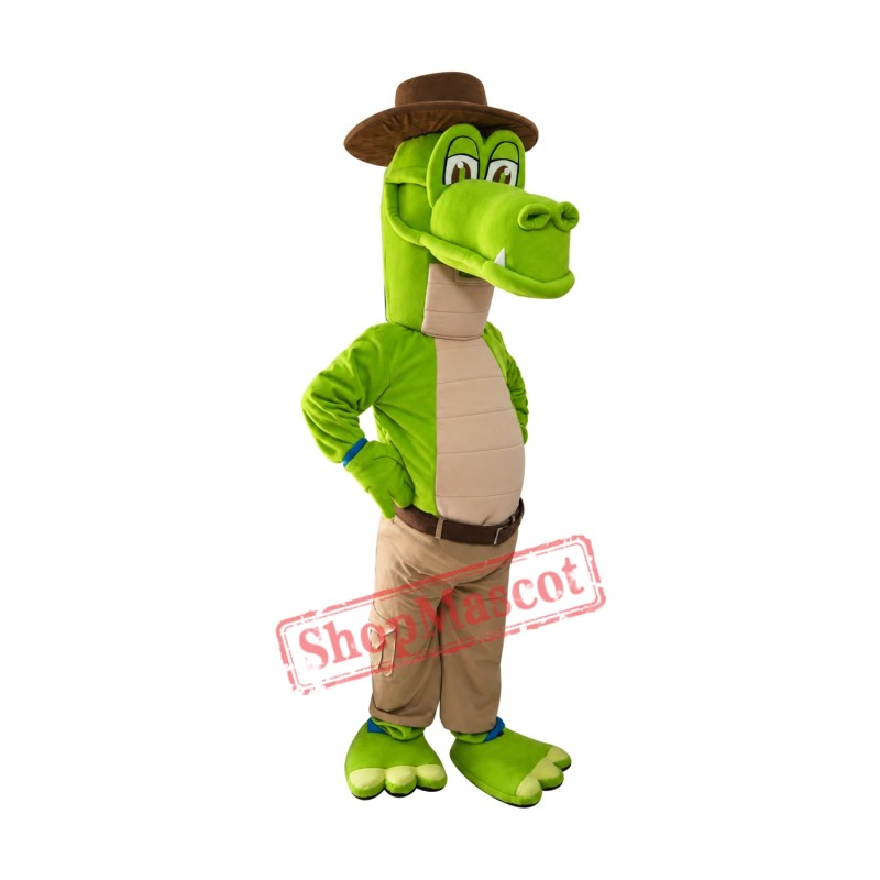 Superb Green Alligator Mascot Costume Superb Green Alligator Mascot Costume