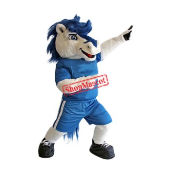 White & Blue Horse Mascot Costume