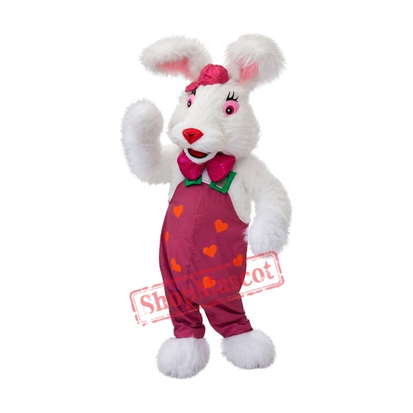 Superb White Rabbit Bunny Mascot Costume
