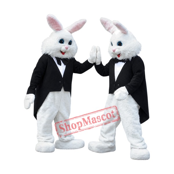 Handsome White Rabbit Mascot Costume