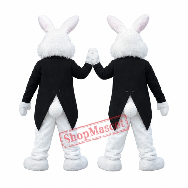 Handsome White Rabbit Mascot Costume